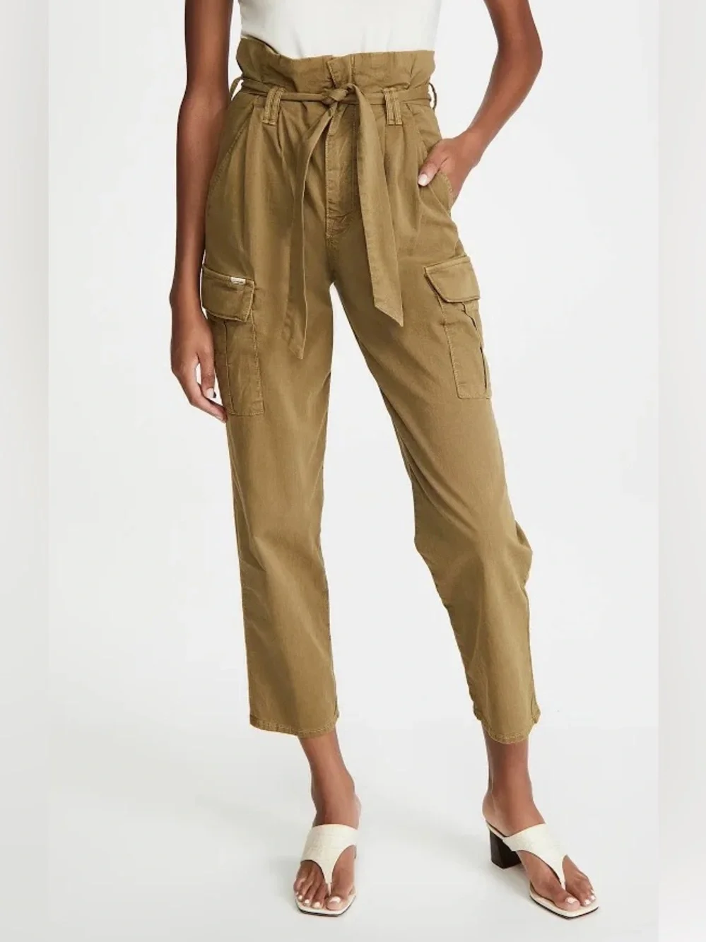 MOTHER | Women’s Brown Greaser Paperbag Pleated Belted Cargo Ankle Pants Size 26